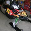 An Arctic Cat M Series with a custom NASCAR sled wrap